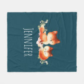 Couverture Polaire 2 mignons Petits Renards Rouges Aquarelle Design (Devant (Horizontal))