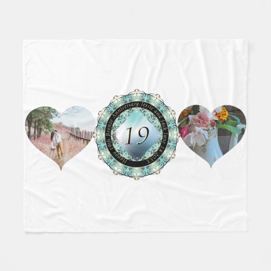 Couverture Polaire 2 Photos 19e anniversaire de Mariage Cadres cardia (Devant (Horizontal))