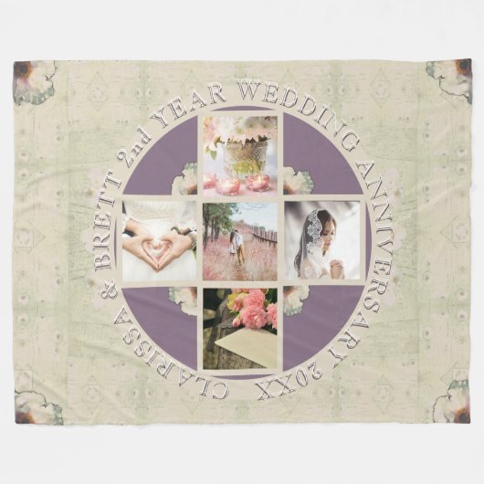 Couverture Polaire 2e année Anniversaire Mariage 5 photos (Devant (Horizontal))