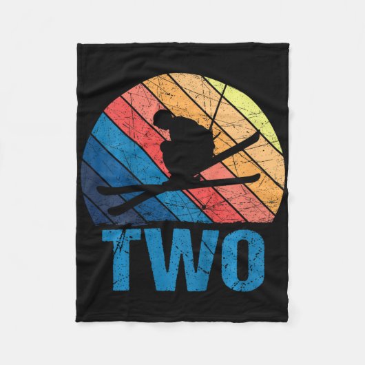 Couverture Polaire 2e anniversaire Retro Ski Ski Ski 2 ans Garçon fil (Devant)