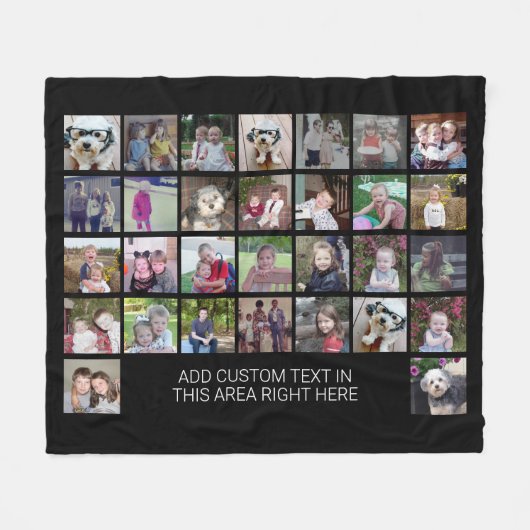 Couverture Polaire 30 Photo Collage Grid - Zone de texte - noir blanc (Devant (Horizontal))