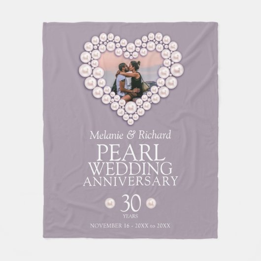 Couverture Polaire 30e anniversaire du Mariage Pearl coeur photo (Devant)