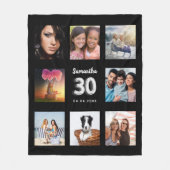 Couverture Polaire 30e anniversaire noir argent photo collage nom (Devant)