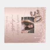 Couverture Polaire 30e anniversaire photo rose or parties scintillant (Devant (Horizontal))