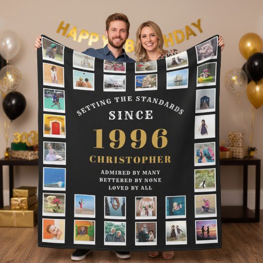 Couverture Polaire 30th Birthday Family Memories Photo Collage