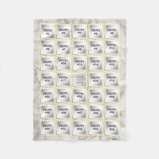 Couverture Polaire 34 Photo Collage, cadre blanc et or sur marbre (Devant)