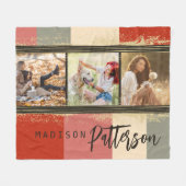 Couverture Polaire 3 Photo Collage Rustique Abstrait Nom personnalisé (Devant (Horizontal))