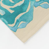 Couverture Polaire 3 Roses Turquoises d'aquarelle sur fond de tang (Coin)