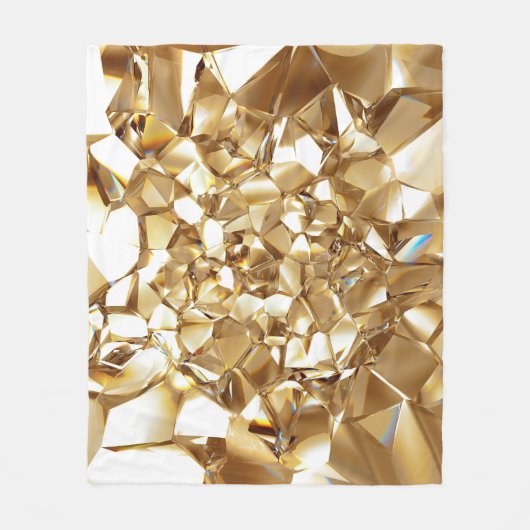 Couverture Polaire 3D abstraite texture or cristal. (Devant)
