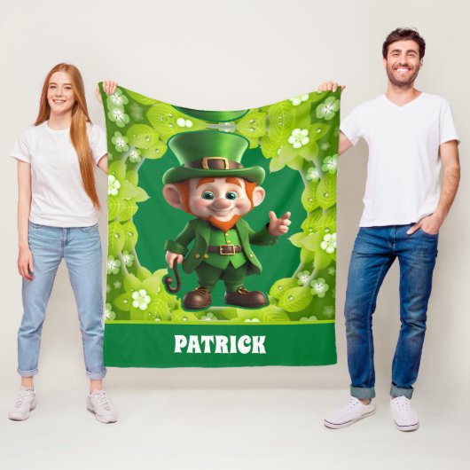 Couverture Polaire 3D Leprechaun St. Patrick's Day Personnalisé Enfan (En situation)
