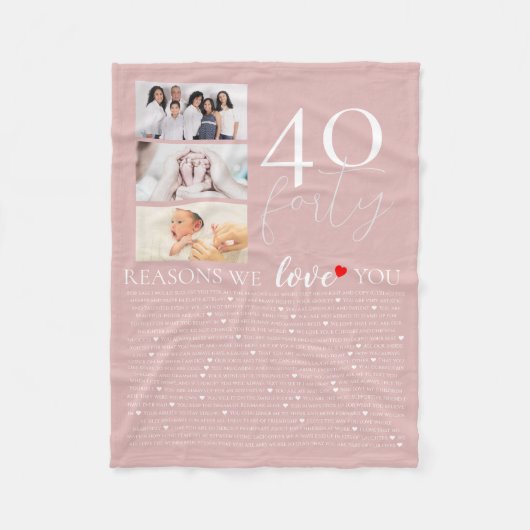 Couverture Polaire 40 raisons pour lesquelles nous t'aimons rose anni (Devant)