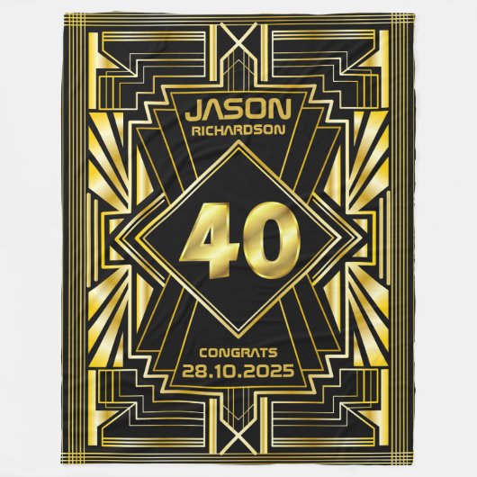 Couverture Polaire 40e anniversaire Art Déco Gold Black Great Gatsby (Devant)