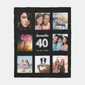 Couverture Polaire 40e anniversaire noir argent photo collage nom (Devant)