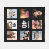 Couverture Polaire 40e anniversaire noir argent photo collage nom (Devant (Horizontal))