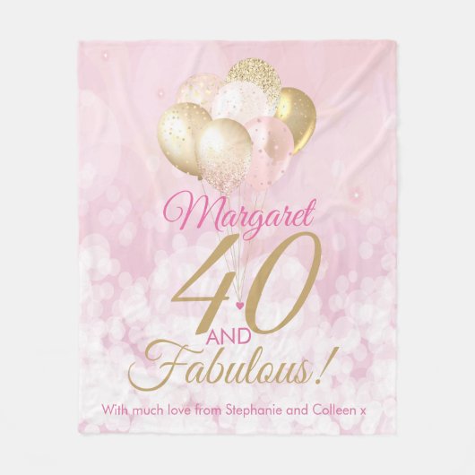 Couverture Polaire 40e anniversaire rose 40 et fabuleux (Devant)