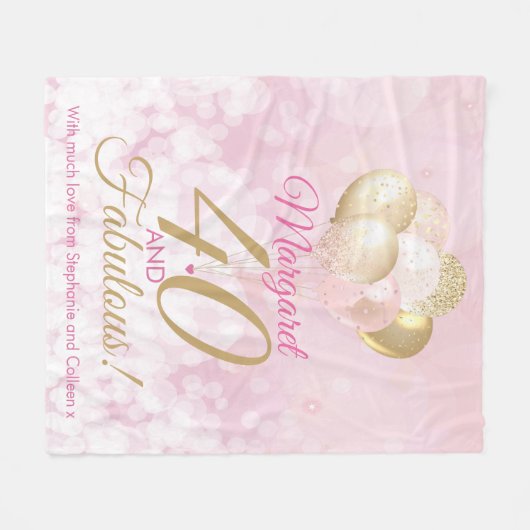 Couverture Polaire 40e anniversaire rose 40 et fabuleux (Devant (Horizontal))