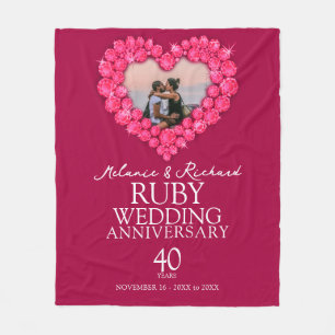 Couverture Polaire 40ème anniversaire du Mariage de Ruby coeur photo