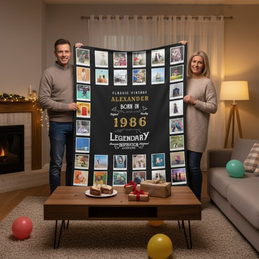 Couverture Polaire 40th Birthday Photo Collage Son Or Husband