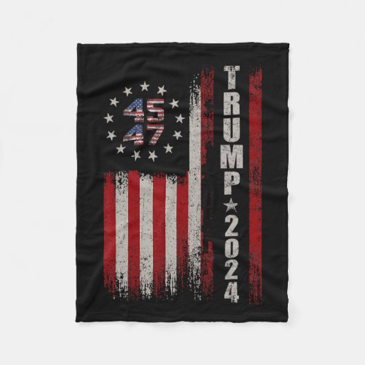 Couverture Polaire 45 47 Trump 2024 - Drapeau américain (Devant)