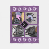 Couverture Polaire 4 Collage photo | Pawprints violets initiaux de ch (Devant)