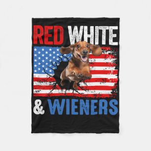 Couverture Polaire 4 juillet Dachshund Chien Chemise Rouge Blanc Et W