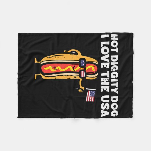 Couverture Polaire 4 juillet Hotdog Hot Diggity Chien Patriotique Fem (Devant (Horizontal))