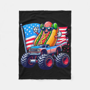 Couverture Polaire 4 juillet Hotdog Sungles Monster Truck American