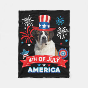Couverture Polaire 4 juillet Jour Patriotique Saint Bernard Chien Ind