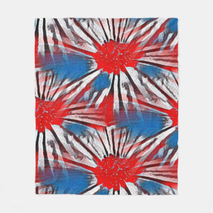 Couverture Polaire 4 juillet rouge blanc et bleu