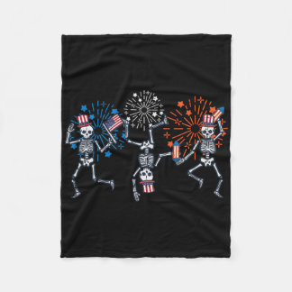 Couverture Polaire 4 Juillet Skeletons Danse Feu d'artifice Patriotiq