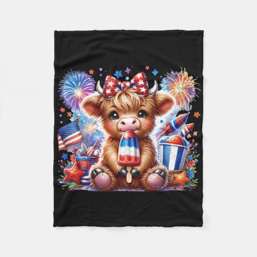 Couverture Polaire 4 juillet Vache Popsicle Firework Usa American (Devant)