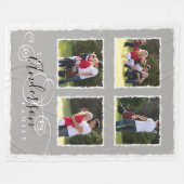 Couverture Polaire 4 Photo Collage Ajouter Nom de famille Gris Grand (Devant (Horizontal))