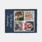 Couverture Polaire 4 Photo Collage Bleu Buffalo Plaid Grandma (Devant (Horizontal))