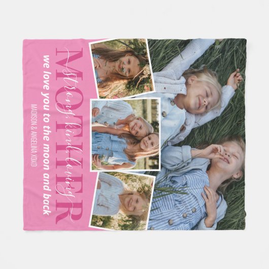 Couverture Polaire 4 Photo Collage Maman Mère (Devant (Horizontal))