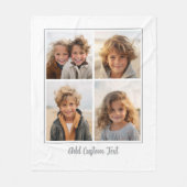 Couverture Polaire 4 Photo Collage Texte de Script Tendance - Gris Bl (Devant)