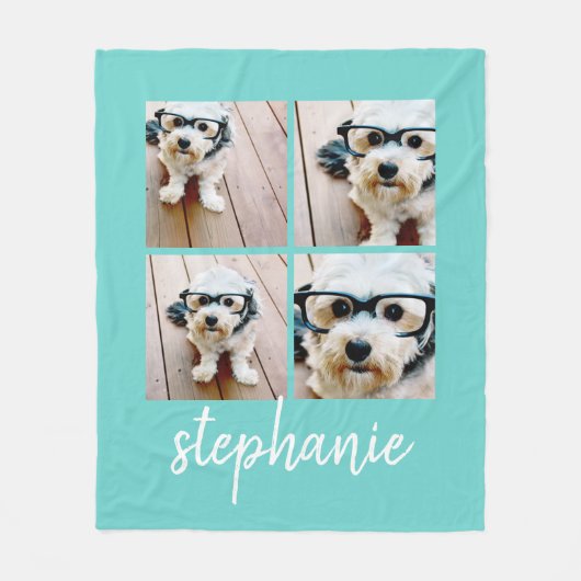 Couverture Polaire 4 Photo Collage - vous pouvez modifier la couleur (Devant)