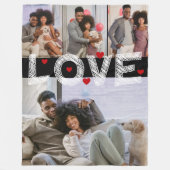 Couverture Polaire 4 Photos Collage Amour Avec Coeurs (Devant)