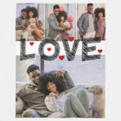 Couverture Polaire 4 Photos Collage Amour Avec Coeurs (Devant)