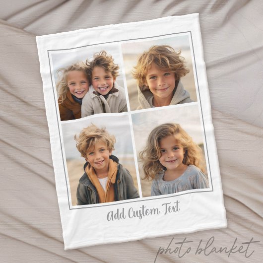 Couverture Polaire 4 photos en collage Texte de script tendance - Gri