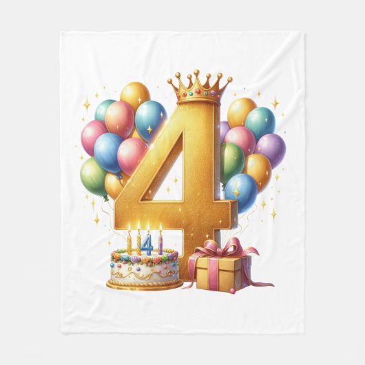 Couverture Polaire 4ème anniversaire doré (Devant)
