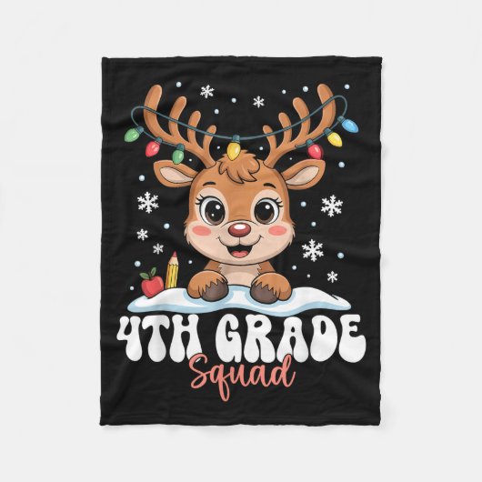 Couverture Polaire 4th Grade Squad Reindeer Christmas Lights Cute Win (Devant)