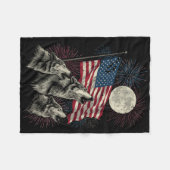 Couverture Polaire 4th Of July Wolves Moon Meme Funny Usa Flag Men Wo (Devant (Horizontal))