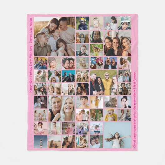 Couverture Polaire 50 Picture Photo Collage Custom Color Pink (Devant)