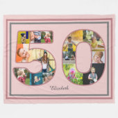 Couverture Polaire 50e anniversaire de fête Photo Collage Dusty Blush (Devant (Horizontal))