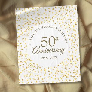 Couverture Polaire 50e Anniversaire de Mariage Cœur d'Amour en Confet