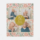 Couverture Polaire 50e anniversaire de Mariage Floral Gold Photo (Devant)