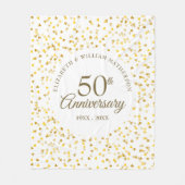 Couverture Polaire 50e anniversaire de Mariage Gold Love Hearts Confe (Devant)