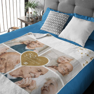 Couverture Polaire 50e anniversaire de Mariage Photo Gold Parties sci