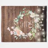 Couverture Polaire 50e anniversaire du Mariage Bois rustique Floral (Devant (Horizontal))