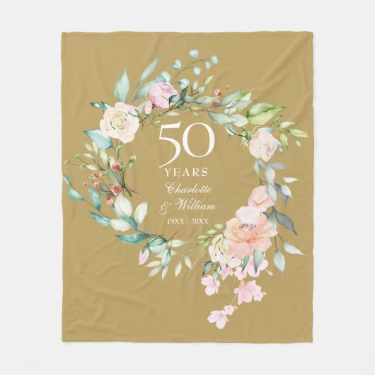 Couverture Polaire 50e Anniversaire du Mariage d'or floral (Devant)